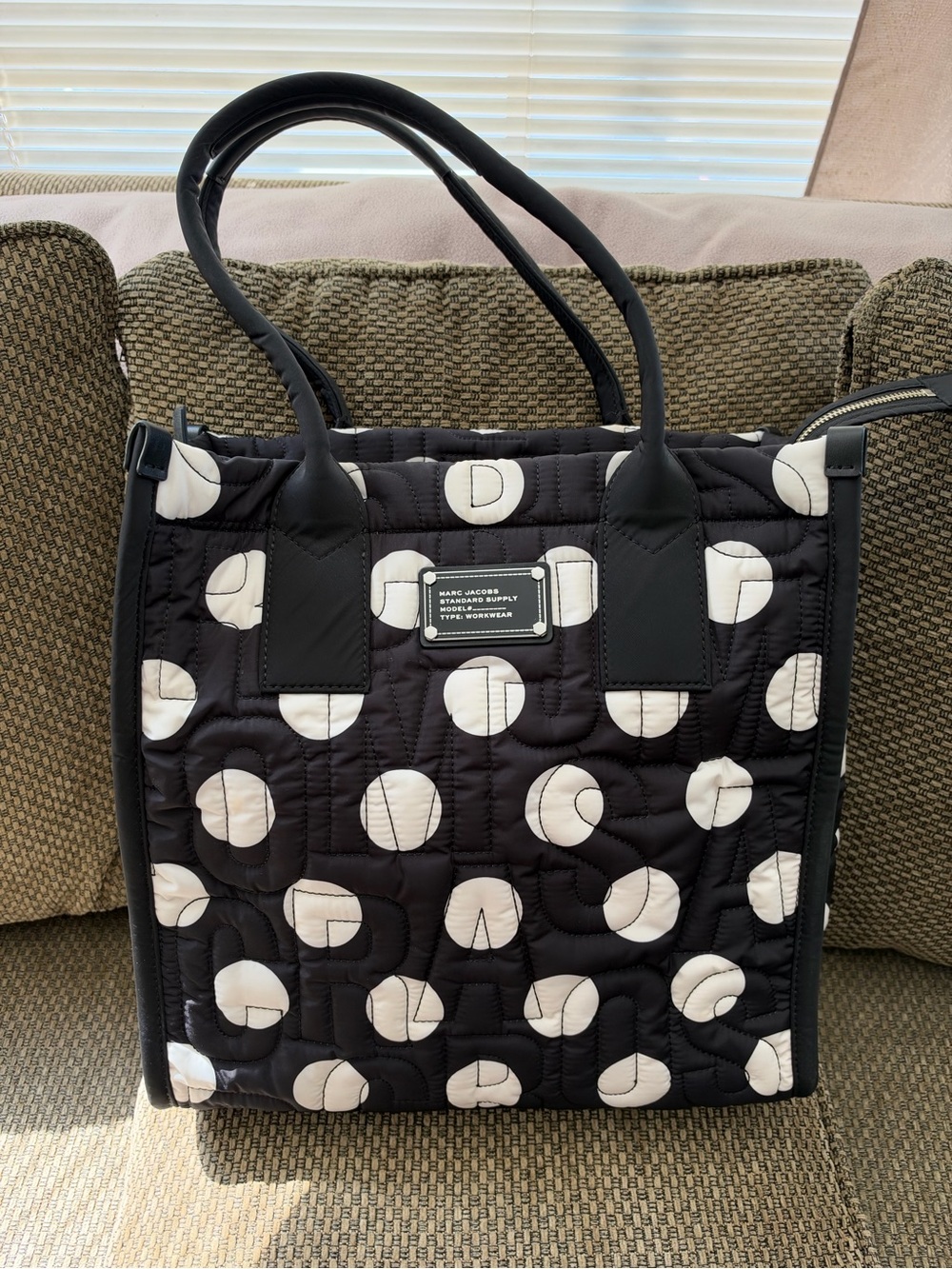 Marc Jacobs Black & White Quilted Logo Dot Tote